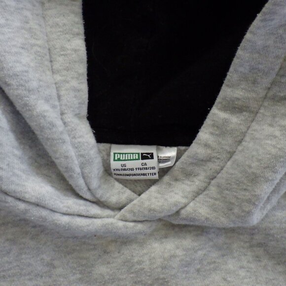 Puma Youths Unisex Hoodie Lined Pockets Size XXL 18/20 Grey Preppie Outerwear - Picture 7 of 9